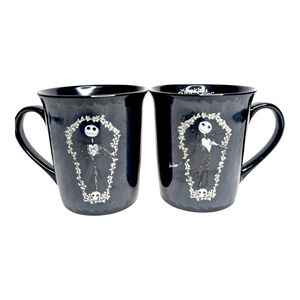 Disney Jack Skellington The Pumpkin King Skulls Black Ceramic Coffee Mug Set New